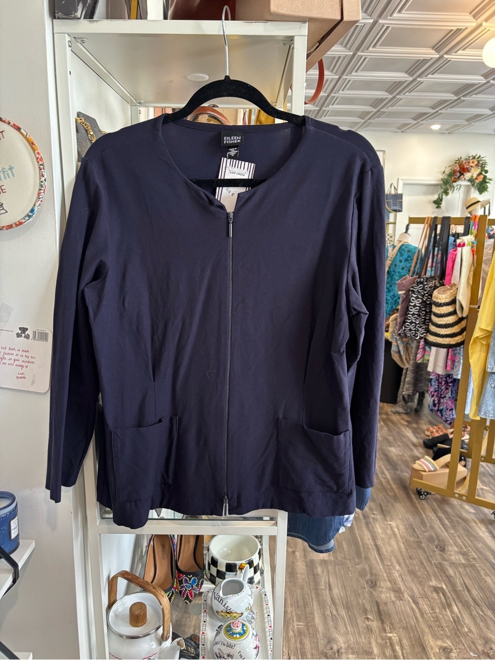 Eileen Fisher Dark Navy Zip-Front blouse